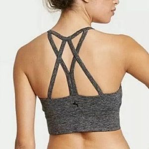 Joylab Women's Size Medium Gray Strappy Longline Brushed Jersey Sports Bra